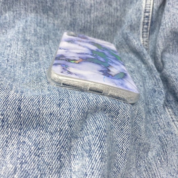 iPhone 6s Plus Case Blue Purple Metallic Marble Cover NEW Silicone Glossy - Picture 3 of 5